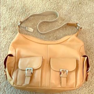 Tignanello Tan Leather Hobo Style Handbag